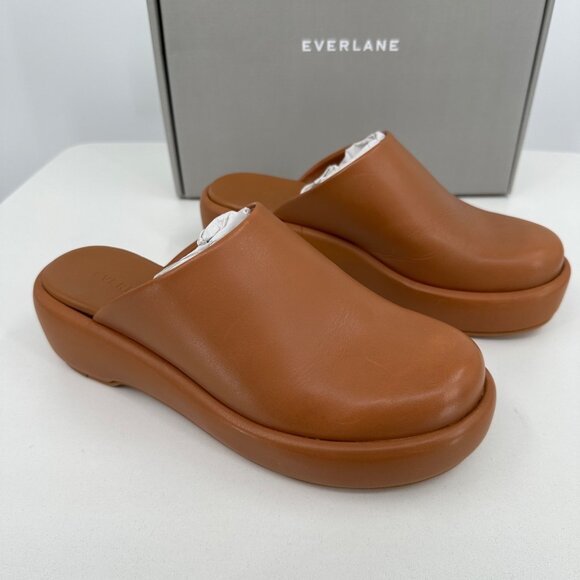 Everlane The Puffa Flatform in Brown Leather size 7 Women's Chunky Platform Clog - Picture 2 of 10